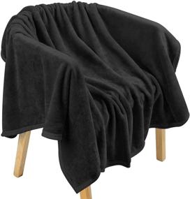 img 2 attached to EIUE Comfortable Flannel Fleece Bed Blanket: Soft and Lightweight Throw for Sofa, Bed, Office, and Car - All Season Nap Blanket Quilt - Coal Black (40x60inch)