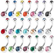 💎 15 pcs assorted colors belly button ring set: surgical steel, hypoallergenic, lead and nickel free, 14 gauge navel piercing body jewelry logo