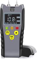🔍 advanced digital moisture meter: pin type water leak detector and moisture tester with backlit lcd display, high-medium-low content alerts (audible & visual) logo