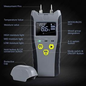 img 2 attached to 🔍 Advanced Digital Moisture Meter: Pin Type Water Leak Detector and Moisture Tester with Backlit LCD Display, High-Medium-Low Content Alerts (Audible & Visual)