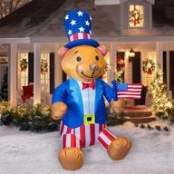 🎄 funpeny 5 ft christmas inflatable decorations for outdoor, blow up sitting bear xmas decor with hat and flag for holiday yard, indoor, and home use logo