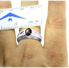 img 3 attached to Серебряные мужские кольца RYLOS: Классическое овальное каменное кольцо с бриллиантами различных цветов, идеальные мужские серебряные кольца в размерах с 8 по 13.