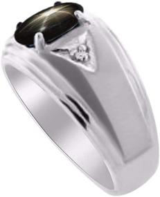 img 2 attached to Серебряные мужские кольца RYLOS: Классическое овальное каменное кольцо с бриллиантами различных цветов, идеальные мужские серебряные кольца в размерах с 8 по 13.