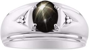img 4 attached to Серебряные мужские кольца RYLOS: Классическое овальное каменное кольцо с бриллиантами различных цветов, идеальные мужские серебряные кольца в размерах с 8 по 13.