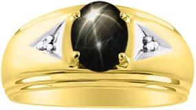 img 1 attached to Серебряные мужские кольца RYLOS: Классическое овальное каменное кольцо с бриллиантами различных цветов, идеальные мужские серебряные кольца в размерах с 8 по 13.