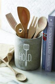 img 1 attached to 🍴 Mud Pie Gray Utensil Crock - Organizing Tool, 5x5x7 inches