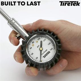 img 2 attached to TireTek Heavy Duty Steel Tire Pressure Gauge 0-160 PSI for Trucks, Semi Trucks, ATVs, RVs, and Dually Tires - Dual Head Tire Air Chuck Included