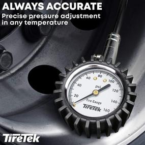 img 1 attached to TireTek Heavy Duty Steel Tire Pressure Gauge 0-160 PSI for Trucks, Semi Trucks, ATVs, RVs, and Dually Tires - Dual Head Tire Air Chuck Included