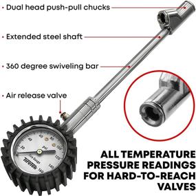 img 3 attached to TireTek Heavy Duty Steel Tire Pressure Gauge 0-160 PSI for Trucks, Semi Trucks, ATVs, RVs, and Dually Tires - Dual Head Tire Air Chuck Included
