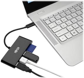 img 3 attached to 🔌 Tripp Lite USB C Hub Multiport Adapter Converter with 3x USB-A, Micro SD, SD/MMC Memory Card Reader - Thunderbolt 3, Black (U460-003-3AMB)