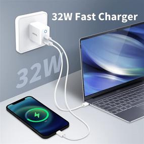 img 2 attached to 🔌 JEROYAL 32W Быстрая зарядка USB C с 20W для iPhone 13 Mini / 13 Pro / 13 Pro Max, 12 11 SE 2020 XS XR X 8 7 6 6S Plus, iPad, AirPods Pro, USBC Plug Cube Type C Wall Charger Adapter Brick