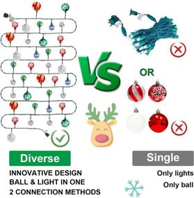 img 3 attached to 🎄 Shatterproof Christmas Ball Lights - 2-in-1 Design with 28FT Plug-in Christmas Tree Lights and Multi-Color 25 Bulbs for Tree Decoration and Gifts