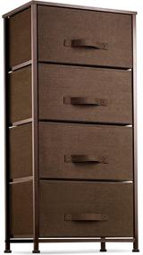 img 4 attached to Tall Fabric Storage Tower with 4 Drawers - Ideal Organizer for Bedroom, Hallway, Entryway, Closets, Nurseries - Sturdy Steel Frame, Wood Top, Easy Pull Handle - Featuring Textured Print Drawers