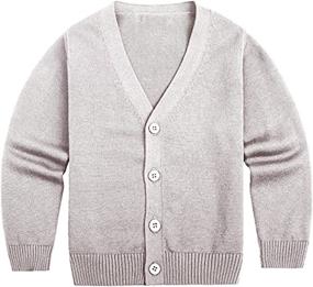 img 4 attached to Sooxiwood Boys' V Neck Striped Little Cardigan Clothing - Ideal Sweaters