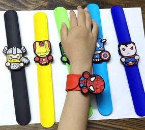 img 1 attached to Superhero Silicone Bracelets Keychains Boys Carnival