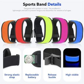 img 2 attached to Ezer Light Up LED Armbands for Running - Stay Visible and Safe with 2 Pack Reflective Gear Flashing LED Sports Wristbands