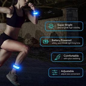 img 3 attached to Ezer Light Up LED Armbands for Running - Stay Visible and Safe with 2 Pack Reflective Gear Flashing LED Sports Wristbands