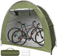 🏕️ waterproof oxford foldable outdoor bike storage shed tent - heavy duty tricycle & motorcycle cover, space saving for 2 bikes - ideal for camping, garden tools - green logo