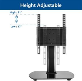 img 2 attached to 📺 Universal Swivel Tabletop TV Stand: Heavy Duty Replacement with Adjustable Height for Flat Screens 20-40 inch | Black Tempered Glass Base & Center Pedestal Mount