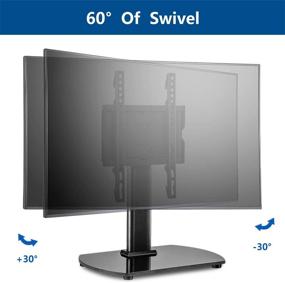 img 3 attached to 📺 Universal Swivel Tabletop TV Stand: Heavy Duty Replacement with Adjustable Height for Flat Screens 20-40 inch | Black Tempered Glass Base & Center Pedestal Mount