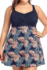 img 4 attached to 👙 Stylish and Flattering: PERONA Women's Plus Size Swimdress One Piece Swimsuit with Retro Print - Perfect for a Pin Up Inspired Bathing Look!