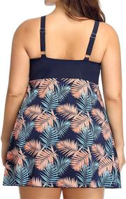 img 2 attached to 👙 Stylish and Flattering: PERONA Women's Plus Size Swimdress One Piece Swimsuit with Retro Print - Perfect for a Pin Up Inspired Bathing Look!