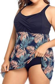 img 1 attached to 👙 Stylish and Flattering: PERONA Women's Plus Size Swimdress One Piece Swimsuit with Retro Print - Perfect for a Pin Up Inspired Bathing Look!
