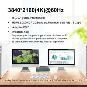 img 3 attached to Переключатель GREATHTEK KVM HDMI с поддержкой двух мониторов 4 порта: 🔁 Переключение по горячей клавише, разрешение UHD 4K@60Hz и обратная совместимость - полный комплект с кабелями