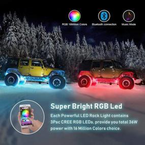 img 3 attached to 🚗 Revamp Your Ride with App-Controlled RGB LED Rock Lights: 4 Pods Underglow Multicolor Neon Kit for Off-Road Trucks, ATVs, UTVs, and SUVs!