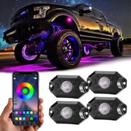 🚗 revamp your ride with app-controlled rgb led rock lights: 4 pods underglow multicolor neon kit for off-road trucks, atvs, utvs, and suvs! logo