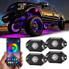 img 4 attached to 🚗 Revamp Your Ride with App-Controlled RGB LED Rock Lights: 4 Pods Underglow Multicolor Neon Kit for Off-Road Trucks, ATVs, UTVs, and SUVs!