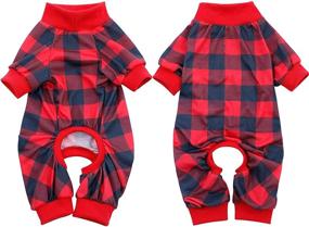 img 4 attached to 🐶 ASENKU Dog Pajamas: Trendy Buffalo Red Plaid Jumpsuit for Dogs - 4 Legs Pet Apparel for Small to Medium Dogs