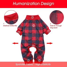 img 2 attached to 🐶 ASENKU Dog Pajamas: Trendy Buffalo Red Plaid Jumpsuit for Dogs - 4 Legs Pet Apparel for Small to Medium Dogs