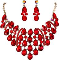 stunning teardrop statement necklace earrings set with rhinestone crystals by ever faith logo