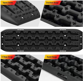 img 2 attached to 🚚 PLIOSAUR Off-Road Recovery Traction Mats with Jack Lift Base for Trucks, Cars - Ideal for Sand, Snow, Mud - Tire Traction Track Tool