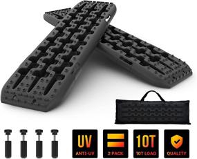 img 4 attached to 🚚 PLIOSAUR Off-Road Recovery Traction Mats with Jack Lift Base for Trucks, Cars - Ideal for Sand, Snow, Mud - Tire Traction Track Tool