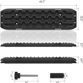 img 3 attached to 🚚 PLIOSAUR Off-Road Recovery Traction Mats with Jack Lift Base for Trucks, Cars - Ideal for Sand, Snow, Mud - Tire Traction Track Tool