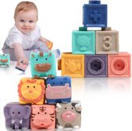 🧸 baby blocks: soft stacking building blocks toy for 6-12 month toddlers | safe teething & sensory toys for 9-18 month | squeeze & chewable | infant bath toy for 1-2 year old boys & girls logo