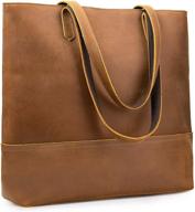 stylish vintage leather tote: crazy horse leather handbag for women - deep brown purses and handbags logo