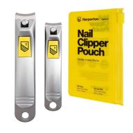 🔪 2 pack stainless steel harperton nail clippers set: professional fingernail & toenail clippers for thick nails logo