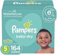 👶 pampers baby dry diapers size 5, 164 count - one month supply, disposable baby diapers (packaging may vary) logo