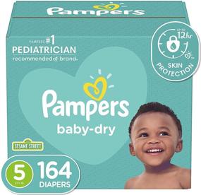 img 4 attached to 👶 Pampers Baby Dry Diapers Size 5, 164 Count - ONE MONTH SUPPLY, Disposable Baby Diapers (Packaging May Vary)