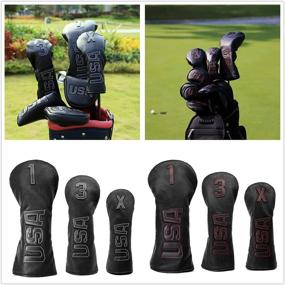 img 3 attached to 🏌️ Golf Driver Head Covers - Golf Fairway Cover - Golf Wood Headcovers USA - Rescue Black Cool Thick Synthetic Leather - Well-Made for Taylormade, Titleist, Callaway