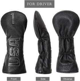 img 1 attached to 🏌️ Golf Driver Head Covers - Golf Fairway Cover - Golf Wood Headcovers USA - Rescue Black Cool Thick Synthetic Leather - Well-Made for Taylormade, Titleist, Callaway