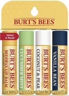 🥒 burt's bees original beeswax lip balm with fruit extracts - 4 pack, natural moisturizing lip care in cucumber mint, coconut & pear, and vanilla bean flavors logo