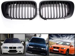 img 1 attached to Set Compatible With 1999-2002 E46 2-Door Pre-Facelift Front Kidney Grille Grill Matte Black