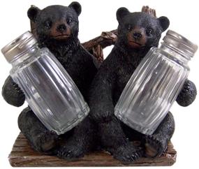 img 4 attached to 🐻 Enhance Your Table with the Decorative Side by Side Black Bear Salt and Pepper Shaker Napkin Holder - Shakers Included!