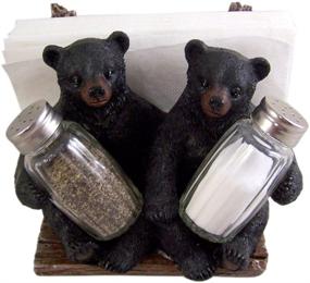 img 2 attached to 🐻 Enhance Your Table with the Decorative Side by Side Black Bear Salt and Pepper Shaker Napkin Holder - Shakers Included!