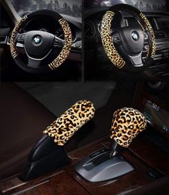 img 1 attached to Forala Plush Car Steering Wheel Cover Luxurious Leopard Print Universal Fit For Car SUV Warm Soft Anti-Slip (Beige-N)