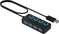 sabrent 4-port usb 3.0 hub with led power switches, 2ft cable, slim & portable, for mac & pc (hb-um43) logo